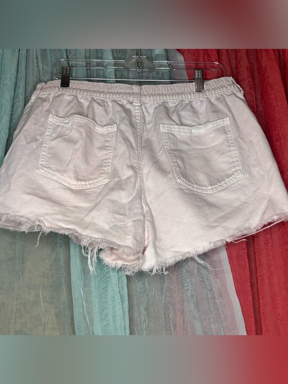 aerie Pale Pink Frayed Denim Shorts - Picture 2 of 3